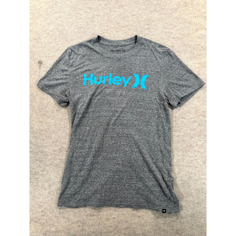 Hurley T Shirt Mens Medium Heather Gray Graphic Logo Print Jersey Cotton Casual